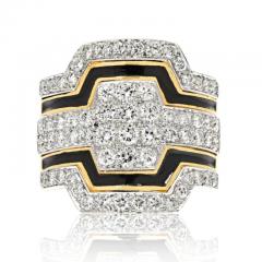 David Webb DAVID WEBB PLATINUM 18K YELLOW GOLD BLACK ENAMEL DIAMOND RING - 3049553