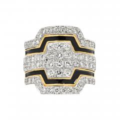 David Webb DAVID WEBB PLATINUM 18K YELLOW GOLD BLACK ENAMEL DIAMOND RING - 3052488
