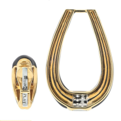 David Webb DAVID WEBB PLATINUM 18K YELLOW GOLD BLACK ENAMEL DOOR KNOCKERS EARRINGS - 3715713