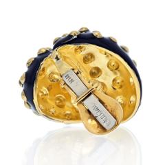 David Webb DAVID WEBB PLATINUM 18K YELLOW GOLD BLACK ENAMEL GOLD STUDDED CLIP EARRINGS - 2554019