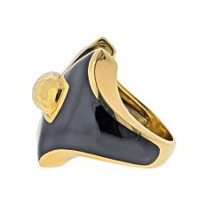 David Webb DAVID WEBB PLATINUM 18K YELLOW GOLD BLACK ENAMEL VINTAGE RING - 2569917