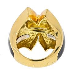 David Webb DAVID WEBB PLATINUM 18K YELLOW GOLD BLACK ENAMEL VINTAGE RING - 2569919
