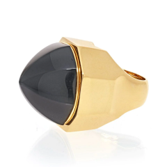 David Webb DAVID WEBB PLATINUM 18K YELLOW GOLD BLACK ONYX DOME RING - 2858242