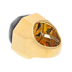 David Webb DAVID WEBB PLATINUM 18K YELLOW GOLD BLACK ONYX DOME RING - 2858245