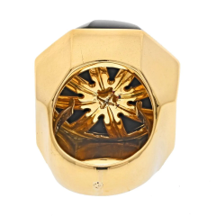 David Webb DAVID WEBB PLATINUM 18K YELLOW GOLD BLACK ONYX DOME RING - 2858275