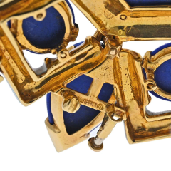 David Webb DAVID WEBB PLATINUM 18K YELLOW GOLD BLUE LAPIS LAZULI AND WHITE ENAMEL BROOCH - 2707894