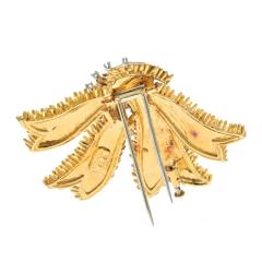 David Webb DAVID WEBB PLATINUM 18K YELLOW GOLD BOW RIBBON RED ENAMEL BROOCH - 3078173
