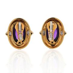 David Webb DAVID WEBB PLATINUM 18K YELLOW GOLD CABOCHON AMETHYST AND DIAMONDS EARRINGS - 1796926