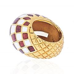 David Webb DAVID WEBB PLATINUM 18K YELLOW GOLD CHECKERBOARD DOME RING - 1932131