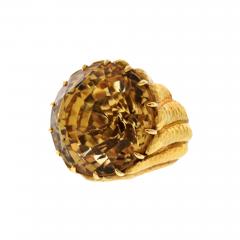 David Webb DAVID WEBB PLATINUM 18K YELLOW GOLD CITRINE HAMMERED FINISH COCKTAIL RING - 3371738