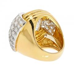 David Webb DAVID WEBB PLATINUM 18K YELLOW GOLD COCKTAIL DIAMOND FLUTED RING - 2806400