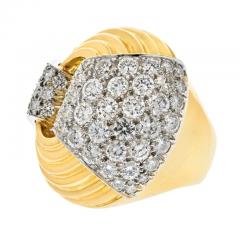 David Webb DAVID WEBB PLATINUM 18K YELLOW GOLD COCKTAIL DIAMOND FLUTED RING - 2806402