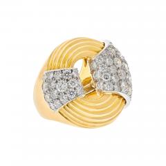 David Webb DAVID WEBB PLATINUM 18K YELLOW GOLD COCKTAIL DIAMOND FLUTED RING - 2812570