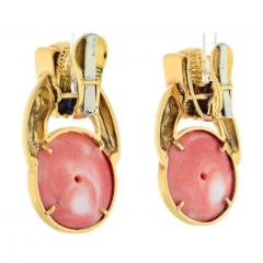 David Webb DAVID WEBB PLATINUM 18K YELLOW GOLD CORAL BUTTON DOORKNOCKERS EARRINGS - 3154992