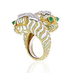 David Webb DAVID WEBB PLATINUM 18K YELLOW GOLD CROSSOVER TIGER RING - 2029566