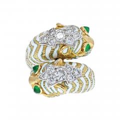 David Webb DAVID WEBB PLATINUM 18K YELLOW GOLD CROSSOVER TIGER RING - 2030190