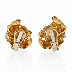 David Webb DAVID WEBB PLATINUM 18K YELLOW GOLD DIAMOND AND CITRINE CLIP ON EARRINGS - 2777395