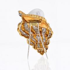 David Webb DAVID WEBB PLATINUM 18K YELLOW GOLD DIAMOND AND PEARL CONCH SHELL BROOCH - 1858633