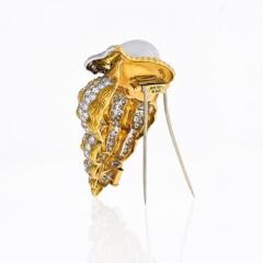 David Webb DAVID WEBB PLATINUM 18K YELLOW GOLD DIAMOND AND PEARL CONCH SHELL BROOCH - 1858634