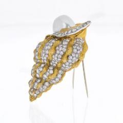 David Webb DAVID WEBB PLATINUM 18K YELLOW GOLD DIAMOND AND PEARL CONCH SHELL BROOCH - 1858636