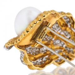 David Webb DAVID WEBB PLATINUM 18K YELLOW GOLD DIAMOND AND PEARL CONCH SHELL BROOCH - 1858637