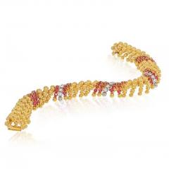 David Webb DAVID WEBB PLATINUM 18K YELLOW GOLD DIAMOND AND RUBY BRACELET - 1963057