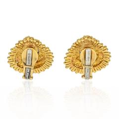 David Webb DAVID WEBB PLATINUM 18K YELLOW GOLD DIAMOND CLIP EARRINGS - 2444470