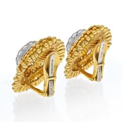 David Webb DAVID WEBB PLATINUM 18K YELLOW GOLD DIAMOND CLIP EARRINGS - 2444471