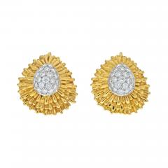 David Webb DAVID WEBB PLATINUM 18K YELLOW GOLD DIAMOND CLIP EARRINGS - 2450922