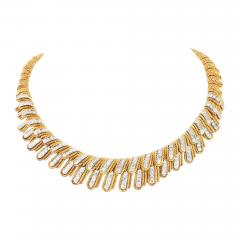 David Webb DAVID WEBB PLATINUM 18K YELLOW GOLD DIAMOND FEATHER COLLAR ROPE NECKLACE - 3020699