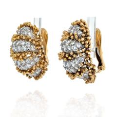 David Webb DAVID WEBB PLATINUM 18K YELLOW GOLD DIAMOND OVAL CLIP ON EARRINGS - 2379286