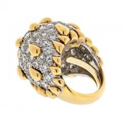 David Webb DAVID WEBB PLATINUM 18K YELLOW GOLD DIAMOND PAVE DOME COCKTAIL RING - 3135787