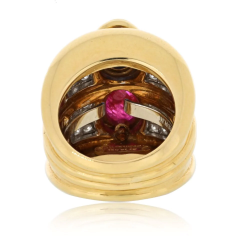 David Webb DAVID WEBB PLATINUM 18K YELLOW GOLD DIAMOND SAPPHIRE AND RUBY RING - 3561205