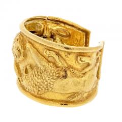 David Webb DAVID WEBB PLATINUM 18K YELLOW GOLD DOUBLE LION CUFF BRACELET - 3263522
