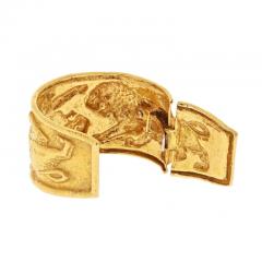 David Webb DAVID WEBB PLATINUM 18K YELLOW GOLD DOUBLE LION CUFF BRACELET - 3263523