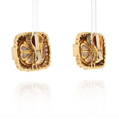 David Webb DAVID WEBB PLATINUM 18K YELLOW GOLD FLUTED DIAMOND AND PEARL CLIP ON EARRINGS - 2281875