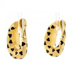 David Webb DAVID WEBB PLATINUM 18K YELLOW GOLD GIRAFFE SPOTTED HUGGIES EARRINGS - 3029322