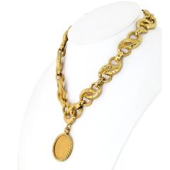 David Webb DAVID WEBB PLATINUM 18K YELLOW GOLD HAMMERED COIN NECKLACE - 3334413