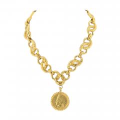 David Webb DAVID WEBB PLATINUM 18K YELLOW GOLD HAMMERED COIN NECKLACE - 3341167