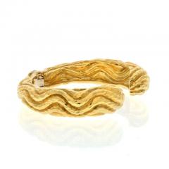 David Webb DAVID WEBB PLATINUM 18K YELLOW GOLD HAMMERED CUFF BANGLE BRACELET - 3135786