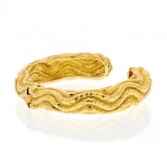 David Webb DAVID WEBB PLATINUM 18K YELLOW GOLD HAMMERED CUFF BANGLE BRACELET - 3135791