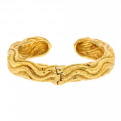 David Webb DAVID WEBB PLATINUM 18K YELLOW GOLD HAMMERED CUFF BANGLE BRACELET - 3137410