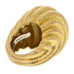 David Webb DAVID WEBB PLATINUM 18K YELLOW GOLD HAMMERED DOMED RIGID STYLE RING - 2431591
