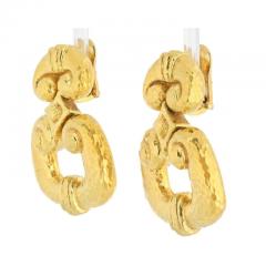 David Webb DAVID WEBB PLATINUM 18K YELLOW GOLD HAMMERED DOOR KNOCKERS EARRINGS - 3368006