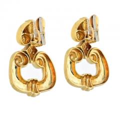 David Webb DAVID WEBB PLATINUM 18K YELLOW GOLD HAMMERED DOOR KNOCKERS EARRINGS - 3368009