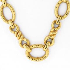 David Webb DAVID WEBB PLATINUM 18K YELLOW GOLD HAMMERED GRADUATING LINK NECKLACE - 3263499