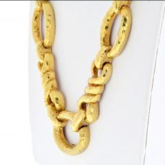David Webb DAVID WEBB PLATINUM 18K YELLOW GOLD HAMMERED GRADUATING LINK NECKLACE - 3263500