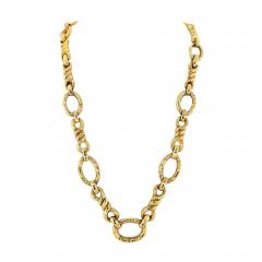 David Webb DAVID WEBB PLATINUM 18K YELLOW GOLD HAMMERED GRADUATING LINK NECKLACE - 3266053