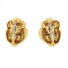 David Webb DAVID WEBB PLATINUM 18K YELLOW GOLD HAMMERED ORGANIC DESIGN CLIP EARRINGS - 3486894