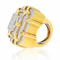 David Webb DAVID WEBB PLATINUM 18K YELLOW GOLD HEAVY DIAMOND BOLD RING - 2259541